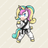 Unicorn in karate uniform