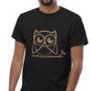 man in black shirt with brown owl art