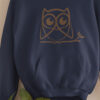 blue hoodie with brown owl art