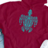 red hoodie with green turtle art