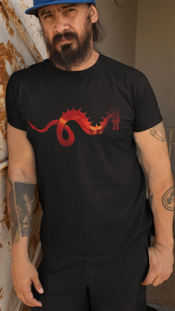 man in black shirt with dragon art