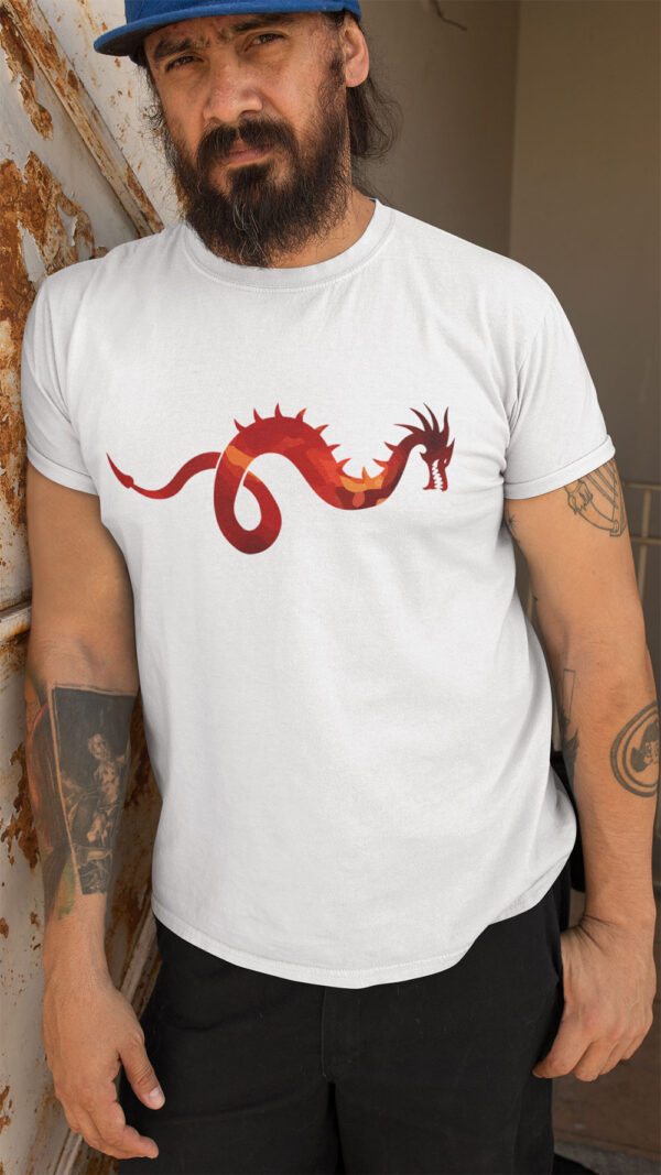 man in white shirt with dragon art
