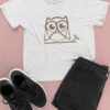 white shirt with brown owl art