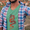 man in green shirt with red dragon art