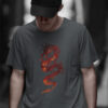 man in grey shirt with red dragon art