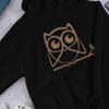 black hoodie with brown owl art