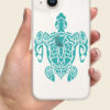 Turtle sticker on phone case in hand