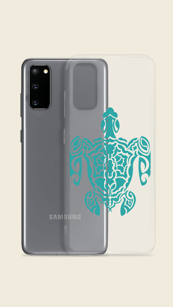 Turtle sticker on clear phone case with phone