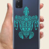 Turtle sticker on phone case in hand