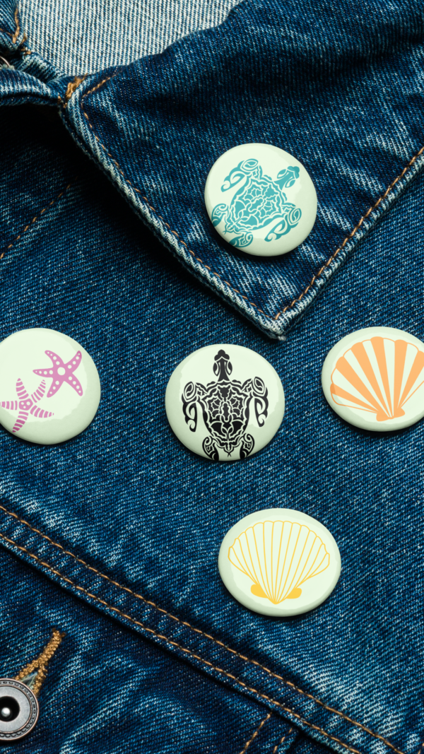 Pin Buttons on jean jacket